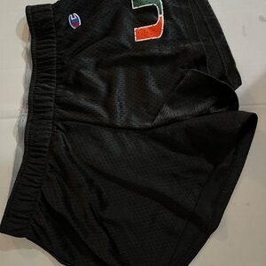 Champion Black Mesh Athletic Shorts with Number Accent